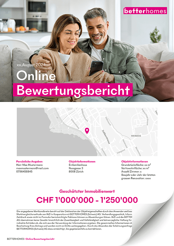 Mockup eines BETTERHOMES Bewertungsberichts