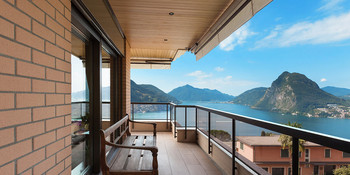 Balkon mit Blick auf Lugano